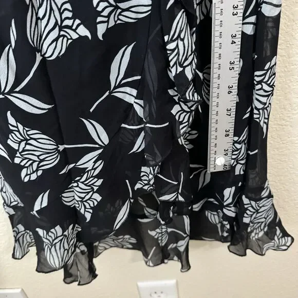 Vintage The Limited Dress Womens Size 6 100% Silk Y2K Floral Vneck Midi Navy - Picture 6 of 7